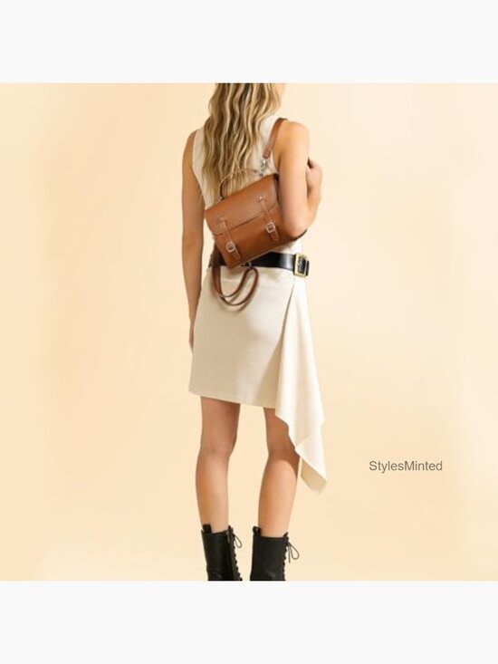 Mini Faux Leather Backpack Purse for Women, Small Vintage Design